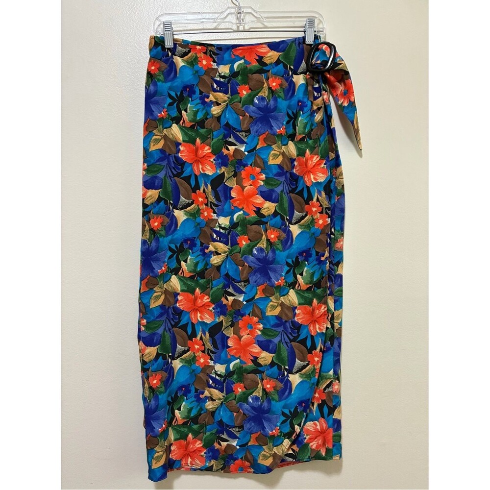 Express Silk Floral Tie-Side True Wrap Skirt size 7